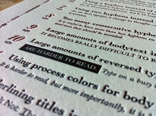 34 Typographic Sins Letterpress Poster by Jim Godfrey 